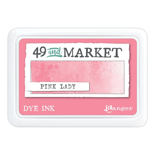 49 and Market Pink Lady dye ink pad with visible brand names on a white background