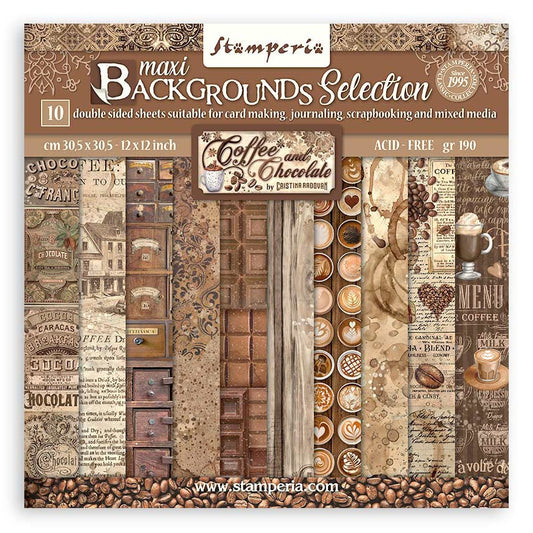 Stamperia Coffee & Chocolate Maxi Backgrounds Double-Sided Paper Pad