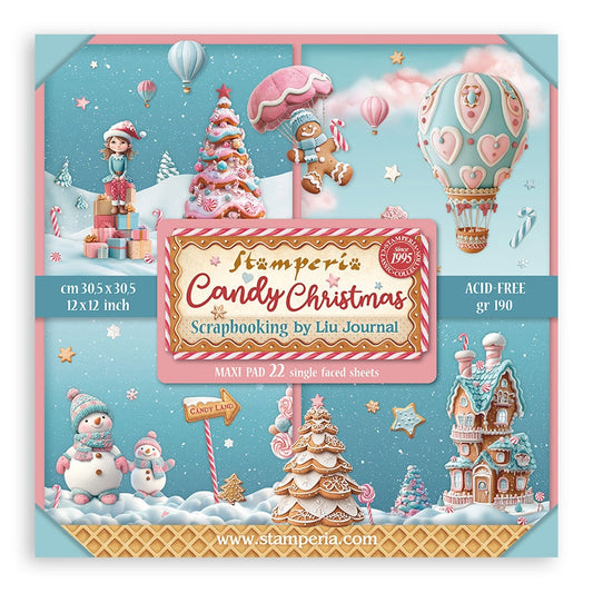 Stamperia Candy Christmas Single-Sided Paper Pad 12"x12"