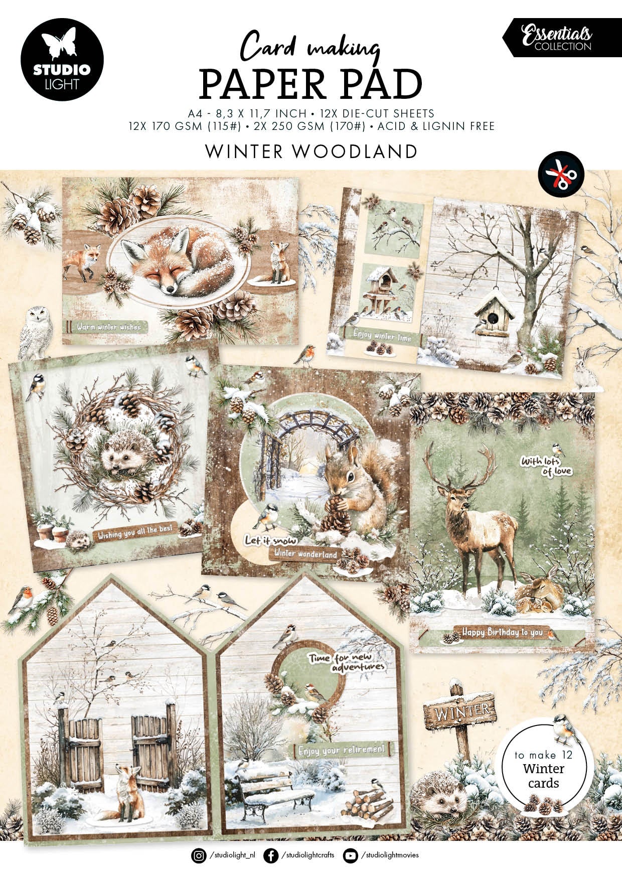 Studio Light Card Making Pad Winter Woodland