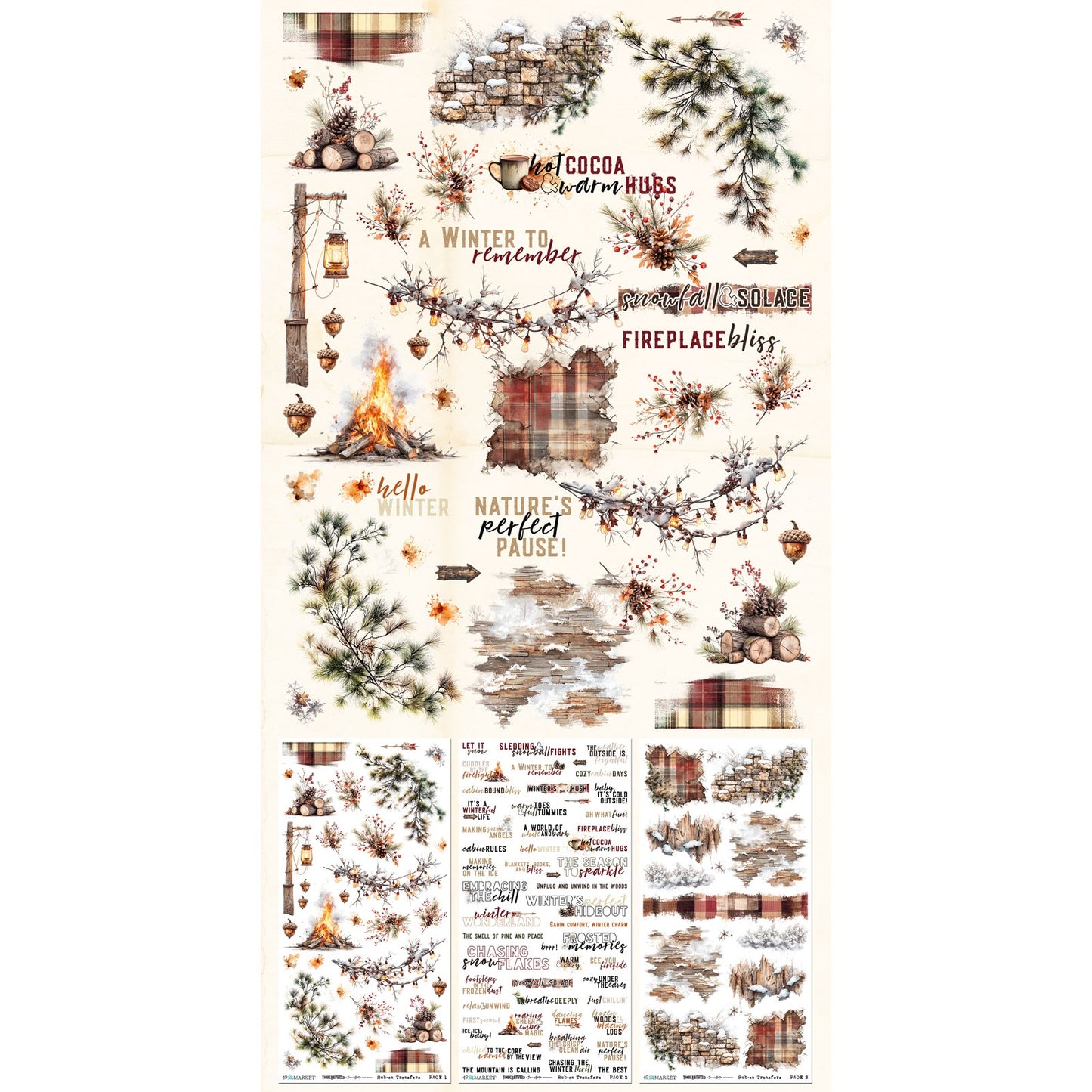 49 And Market Essential Rub-On Transfer Set - Timber and Tweed