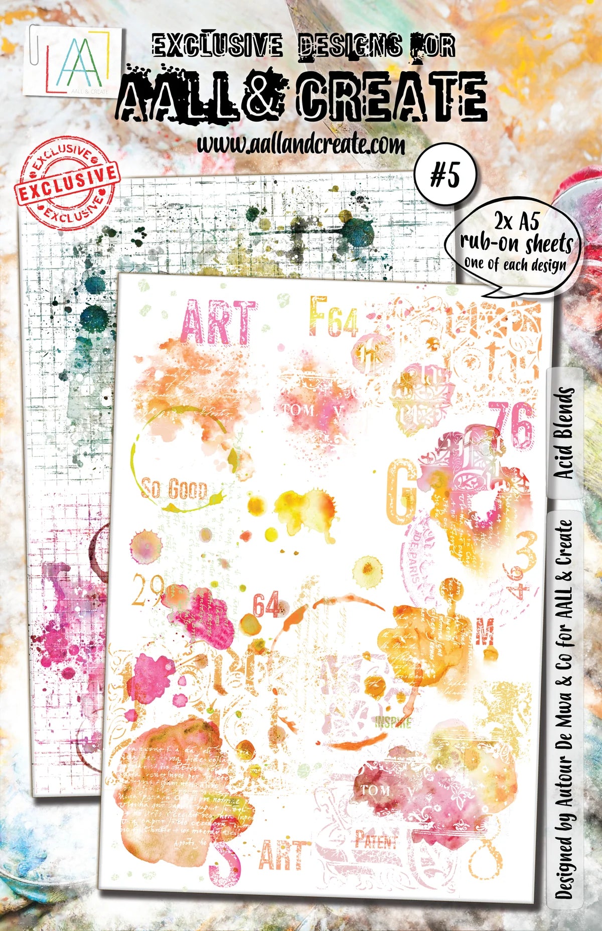 hodge podge of colorful rub ons - acid blends by AALL & Create