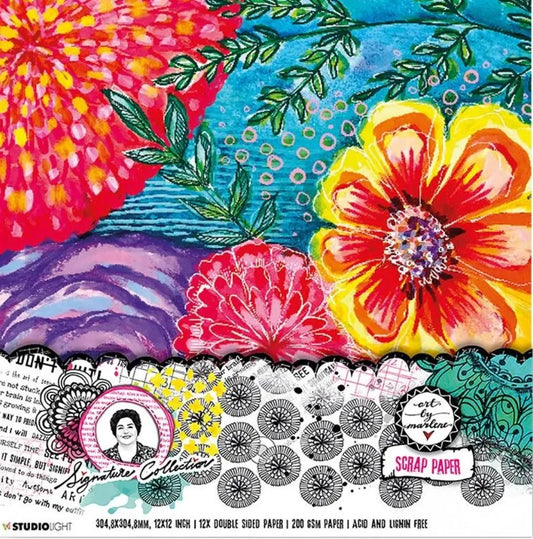 bold, big, adn bright flowers on 12x12 scrapbook paper by art by marlene