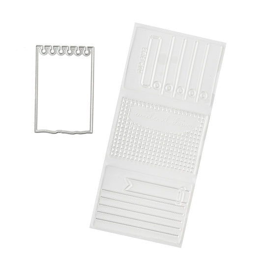 White embossing folder with various patterns on a white background
