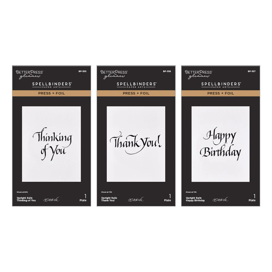 Spellbinders betterpress and foil sentiment for cards
