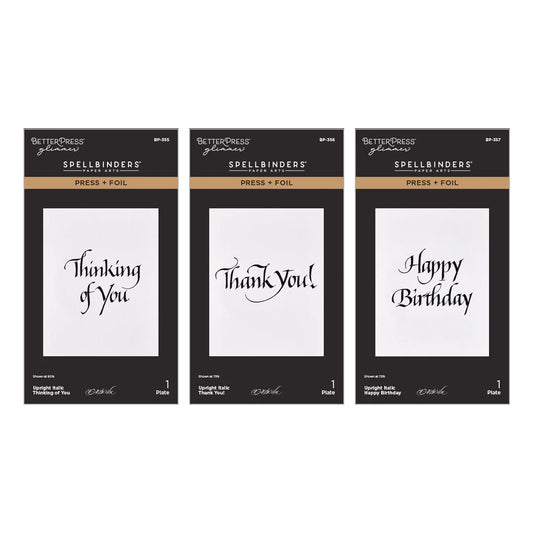 Spellbinders betterpress and foil sentiment for cards