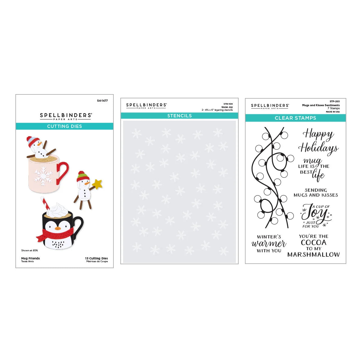 Spellbinders Merry Mugs and Kisses Die, Stamp & Stencil Bundle