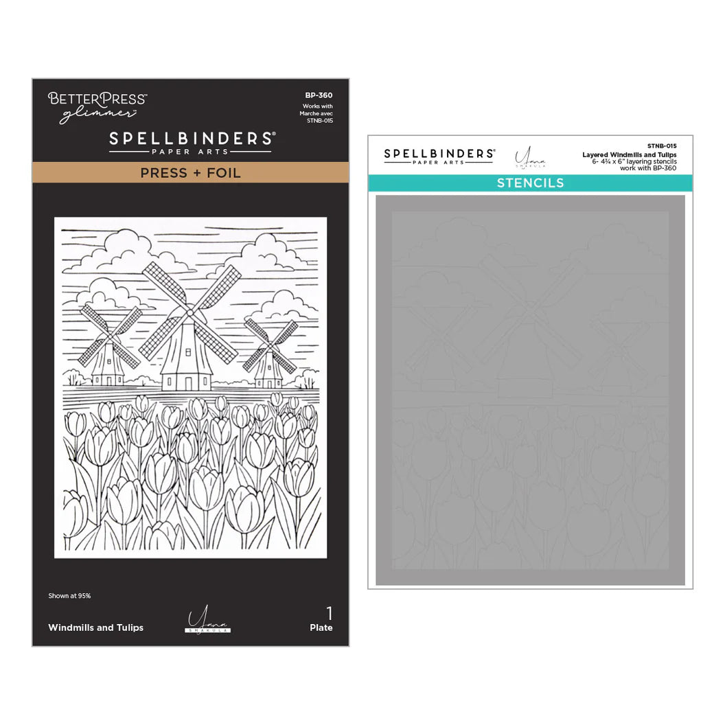 Spellbinders tulip and windmill background panel for cards