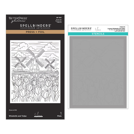 Spellbinders tulip and windmill background panel for cards