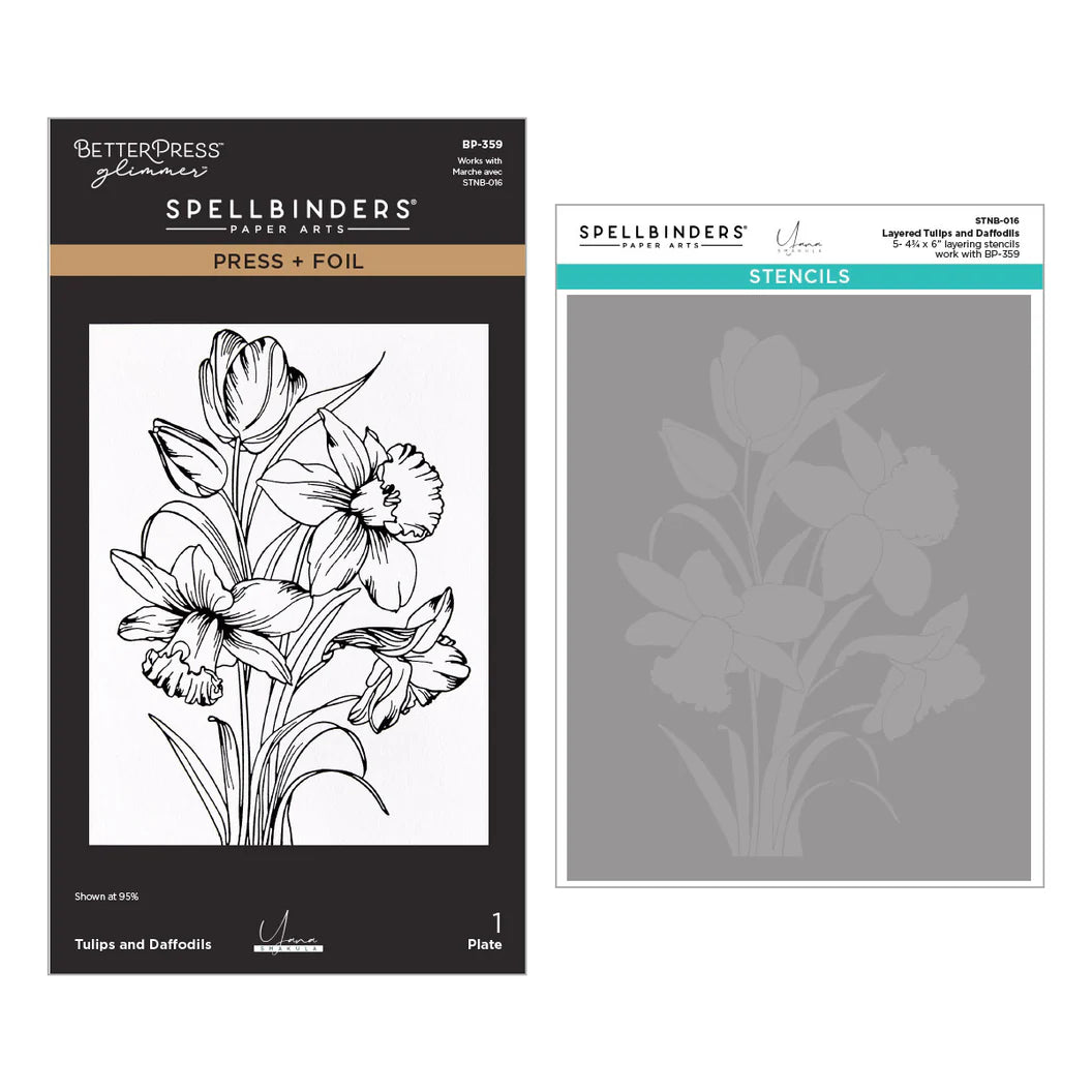 Spellbinders Tulips and Daffodils Press + Foil Plate and Stencil Bundle