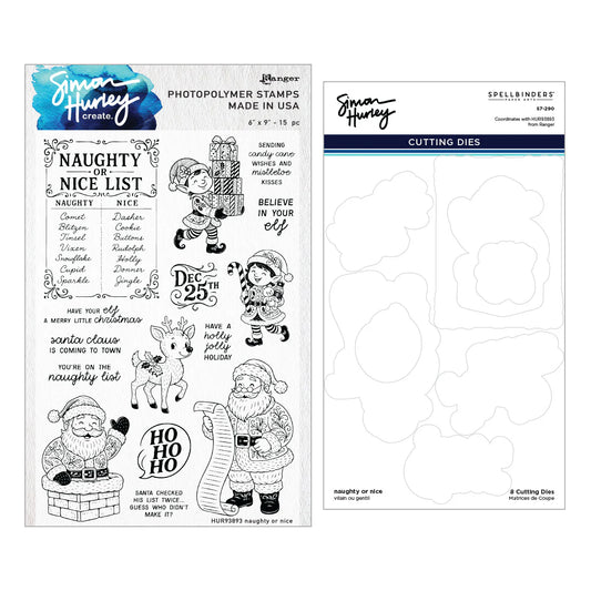 Spellbinders Naughty or Nice Stamp & Die Bundle by Simon Hurley