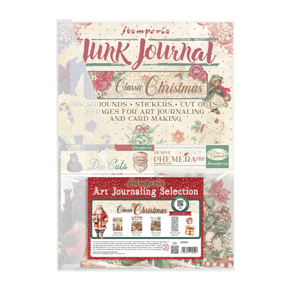 Packaging of Stamperia Lunk Journal Classic Christmas art journaling selection with decorative elements.