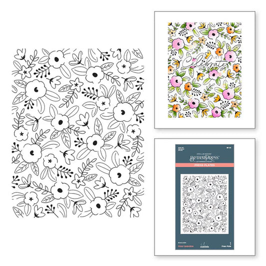 Three sheets of paper with floral designs on a white background