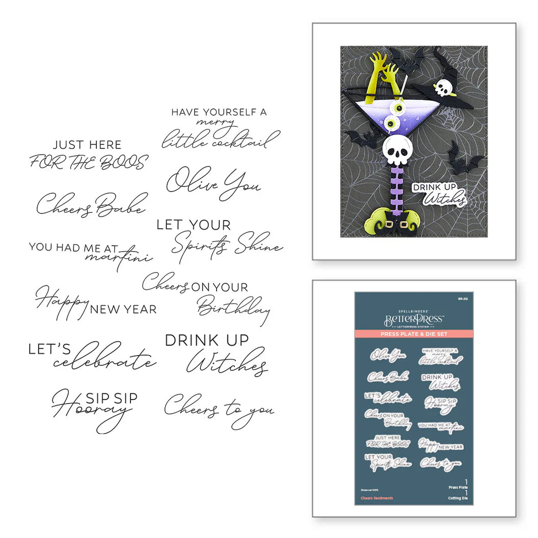 Halloween-themed printables with cocktail-themed design and text on a white background.