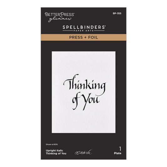 Spellbinders betterpress and foil sentiment for cards