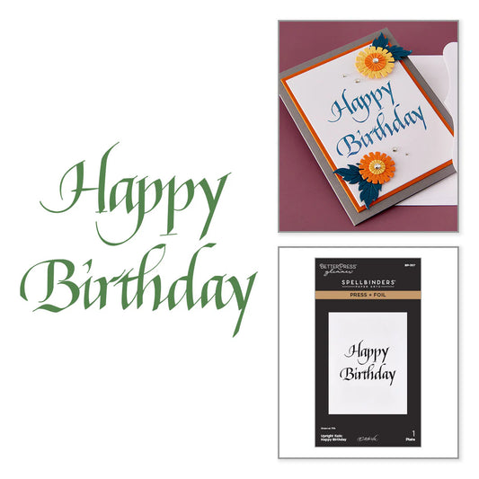 Spellbinders. Happy Birthday BetterPress sentiment stamp for cards