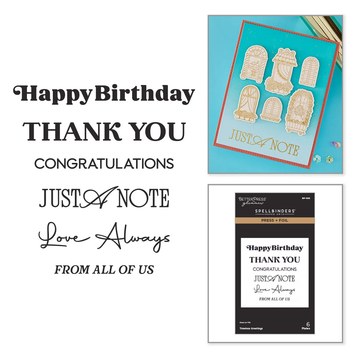 Spellbinders Timeless Greetings Press + Foil Plates