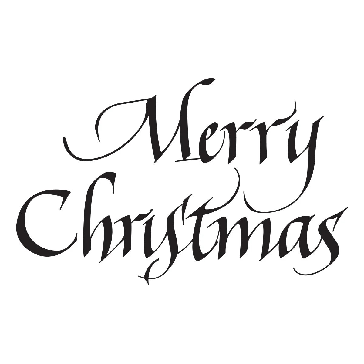 Merry Christmas calligraphy design in upright italic script, black on white