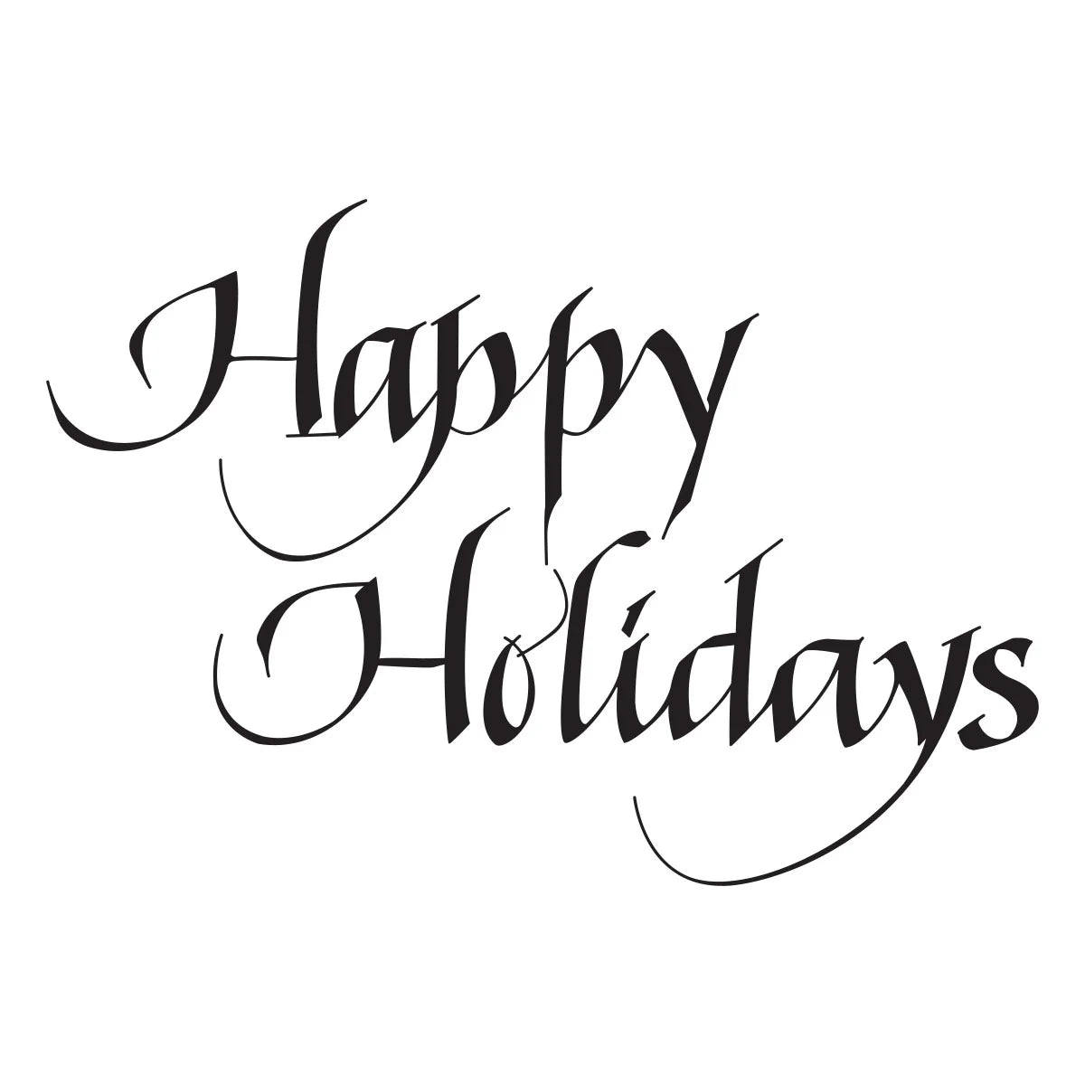 Happy Holidays upright italic stamp in black on white background
