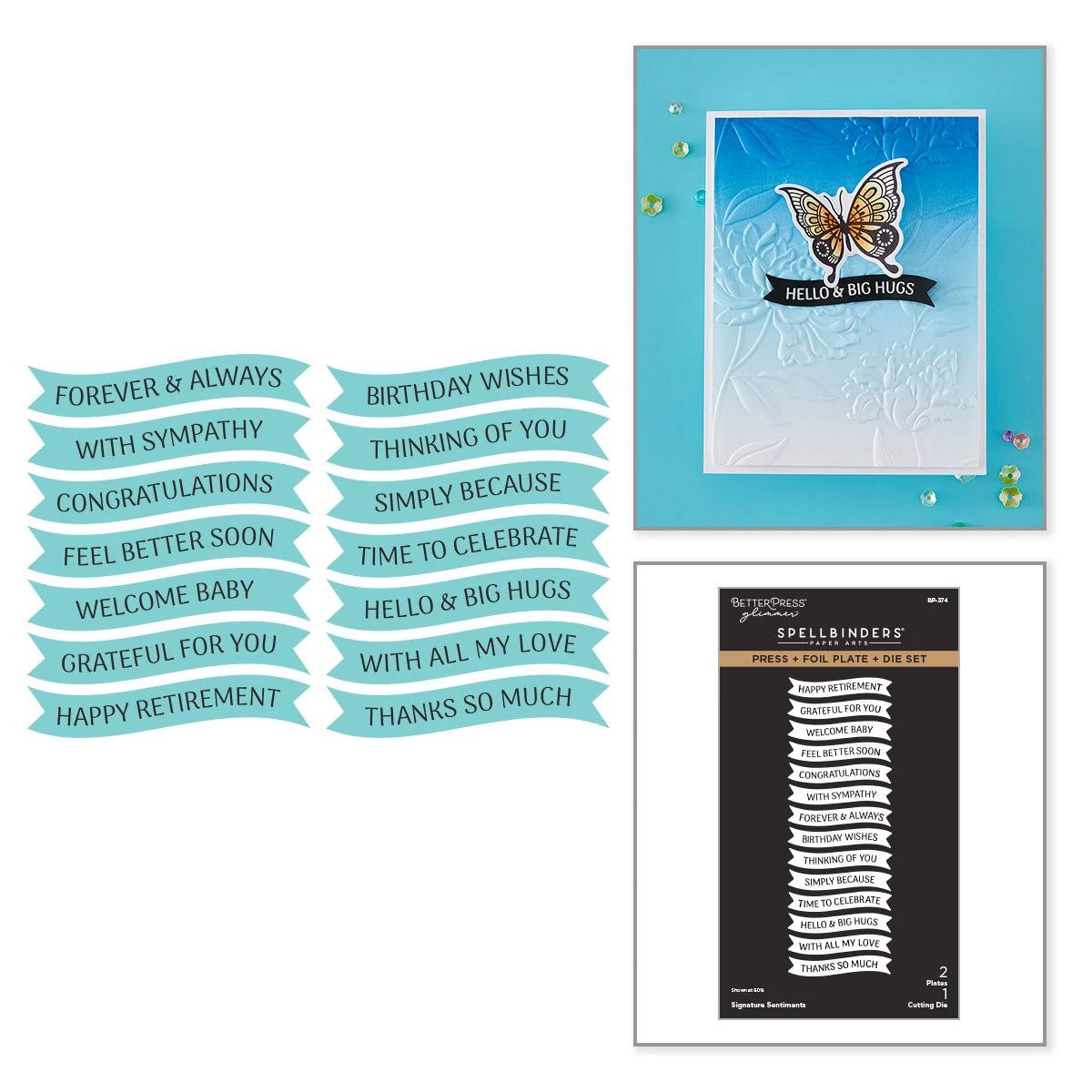 Spellbinders Signature Sentiments Press + Foil Plate & Die Set