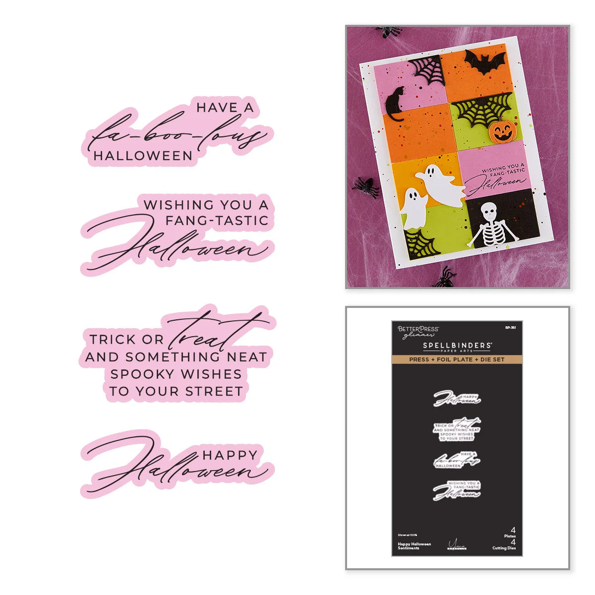 Spellbinders Happy Halloween Sentiments Press + Foil Plate & Die Set