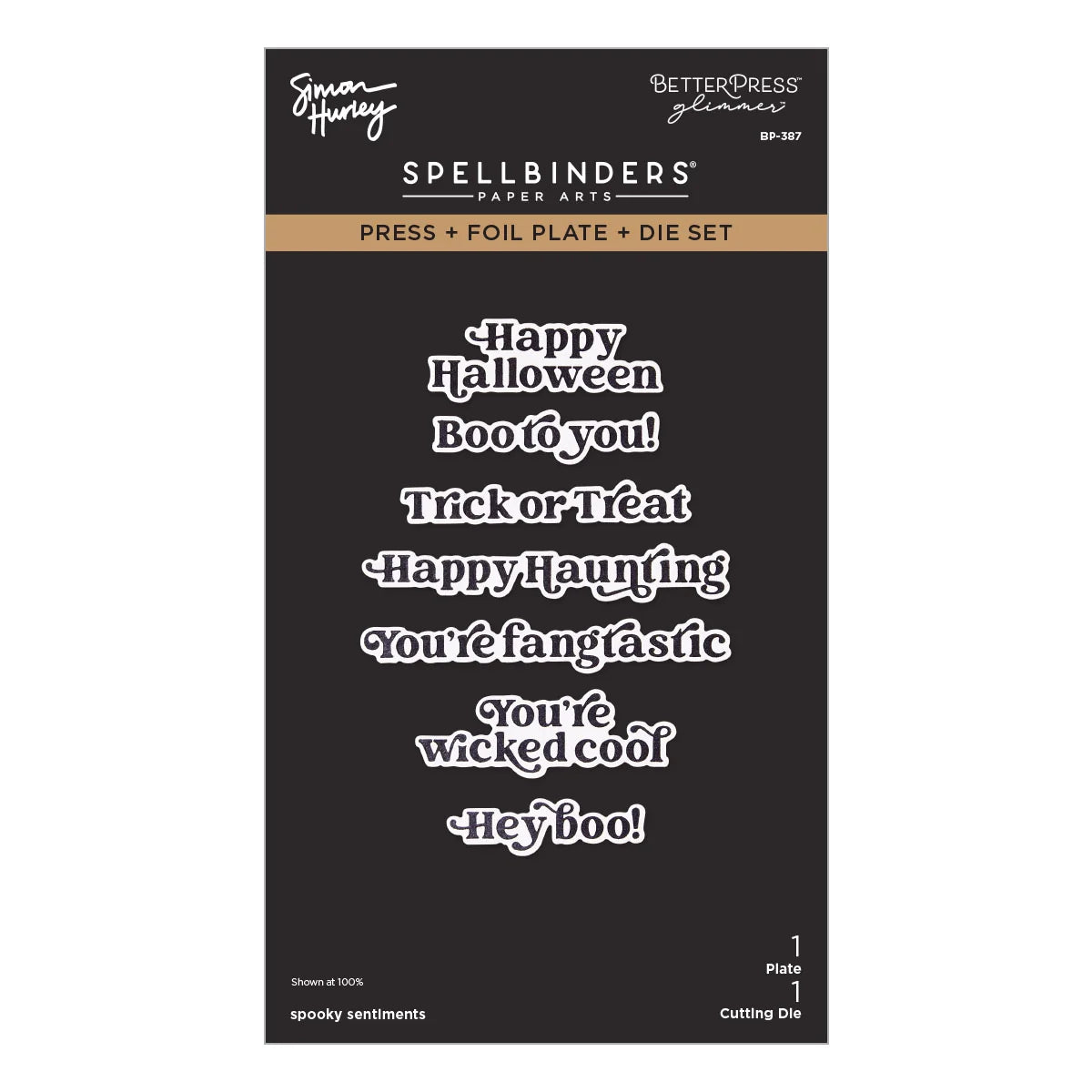 Spellbinders Spooky Sentiments Press + Foil Plate & Die Set
