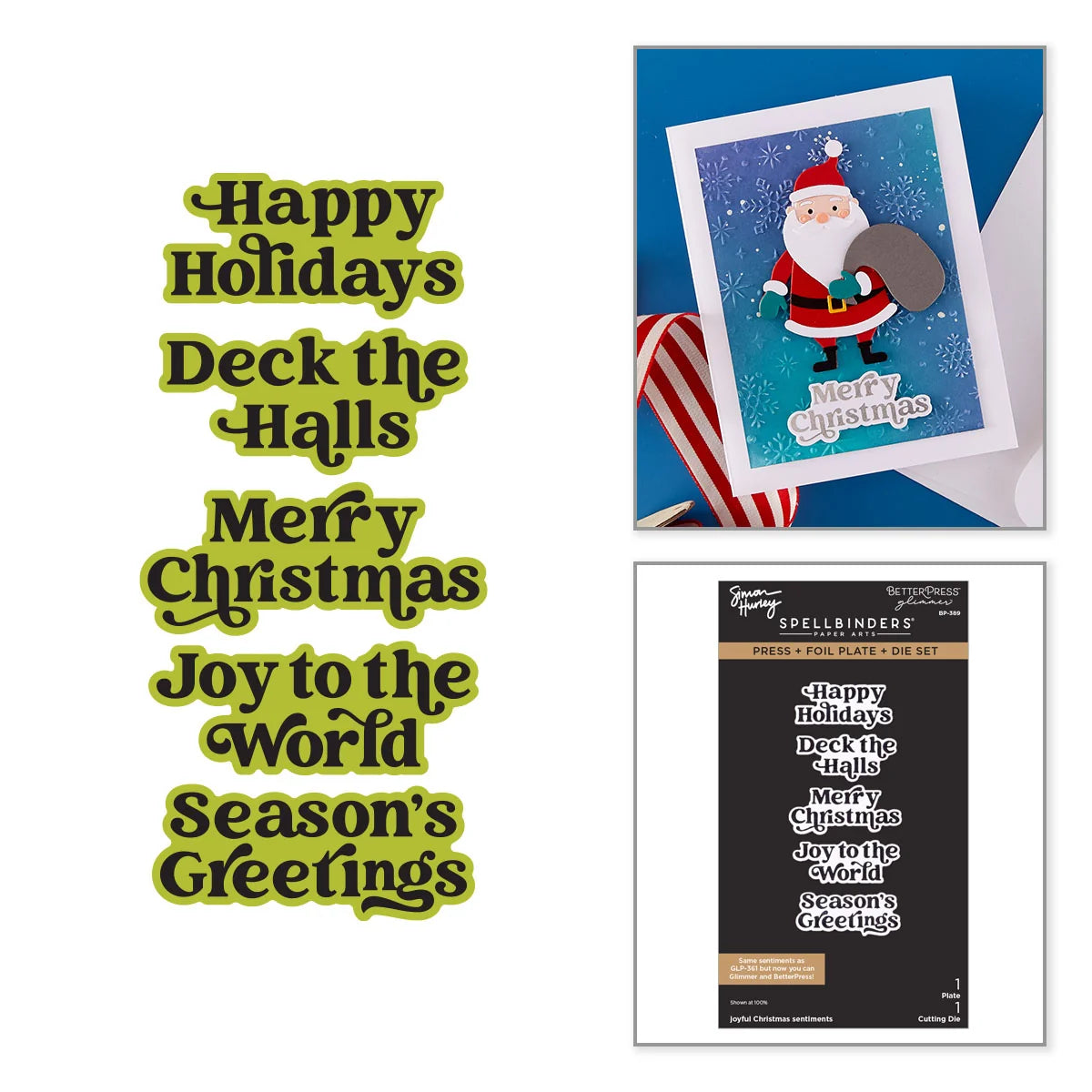 Spellbinders Joyful Christmas Sentiments Press + Foil Plate & Die Set by Simon Hurley