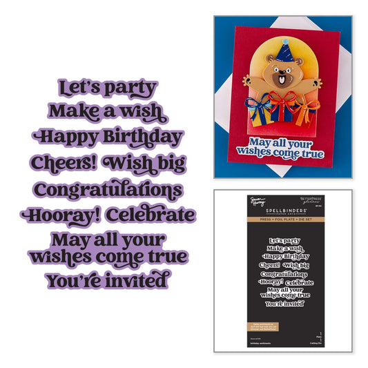 Spellbinders Birthday Sentiments Press + Foil Plate & Die Set by Simon Hurley
