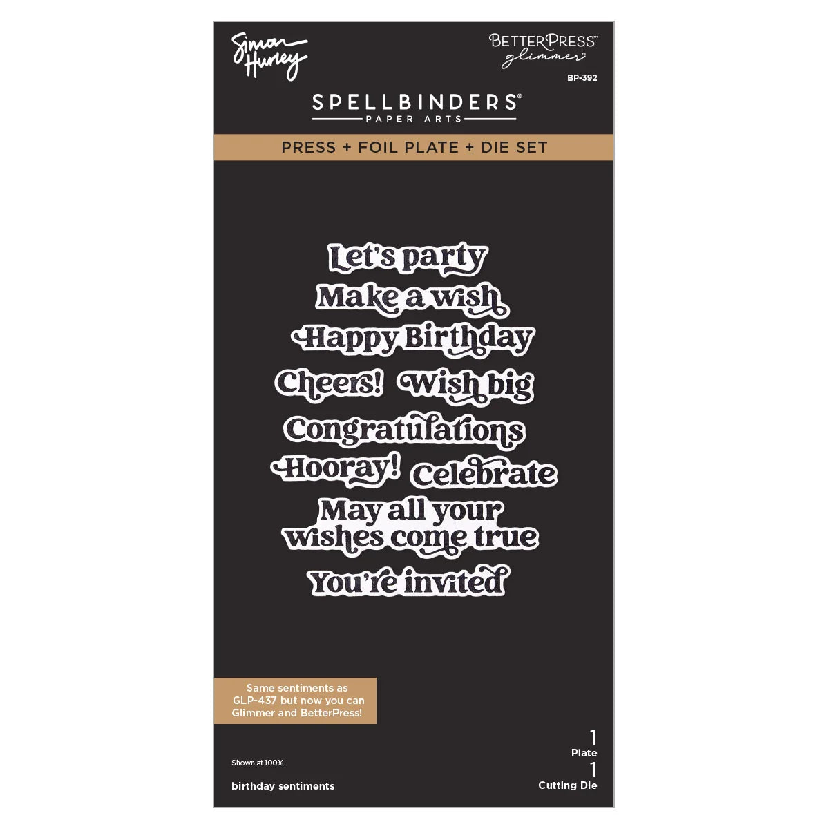 Spellbinders Birthday Sentiments Press + Foil Plate & Die Set by Simon Hurley