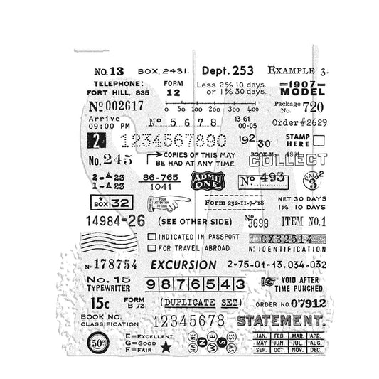 Black and white Images of rubber cling stamps shown on a plain white background.