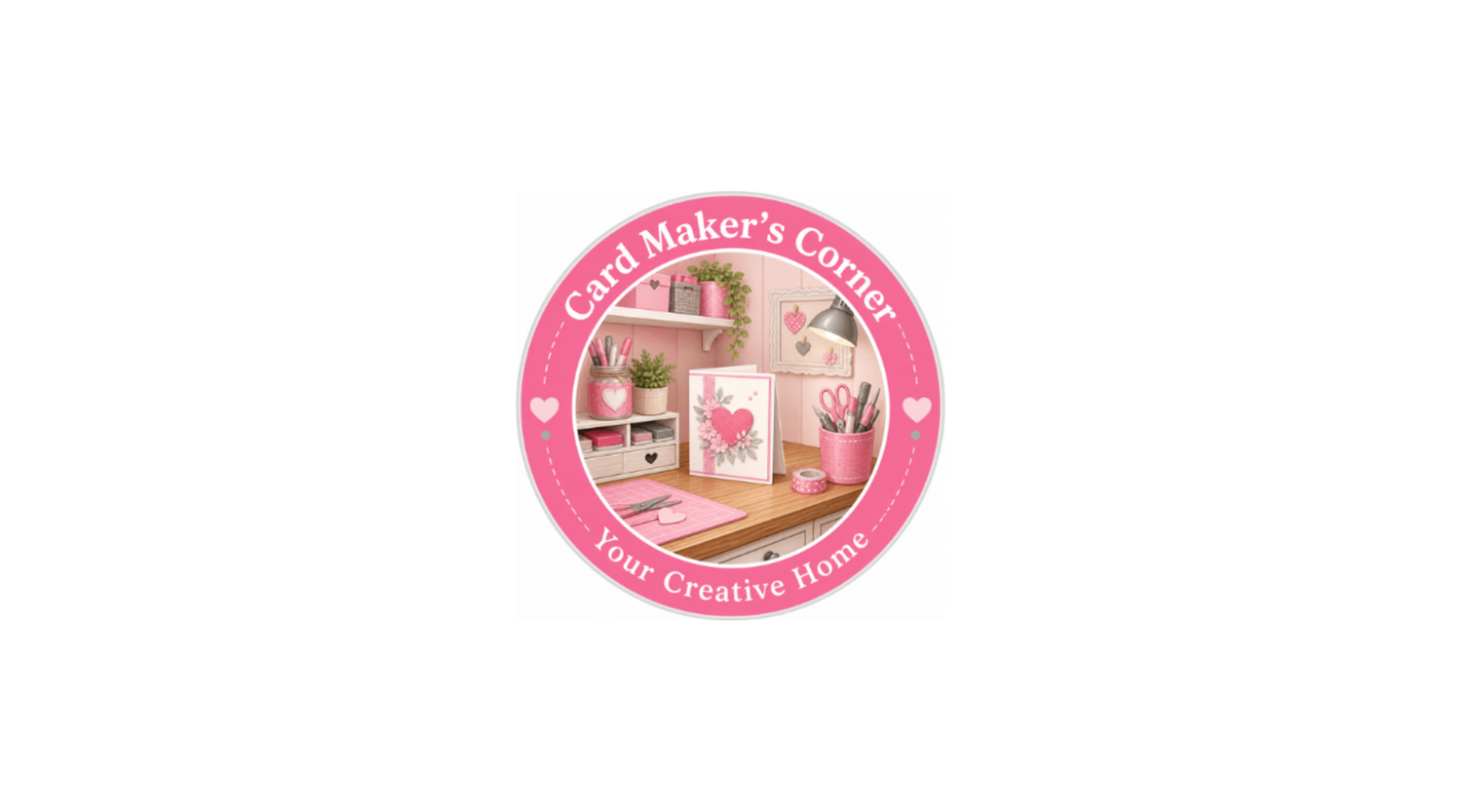 Card Maker's Corner detailed logo with small card making office