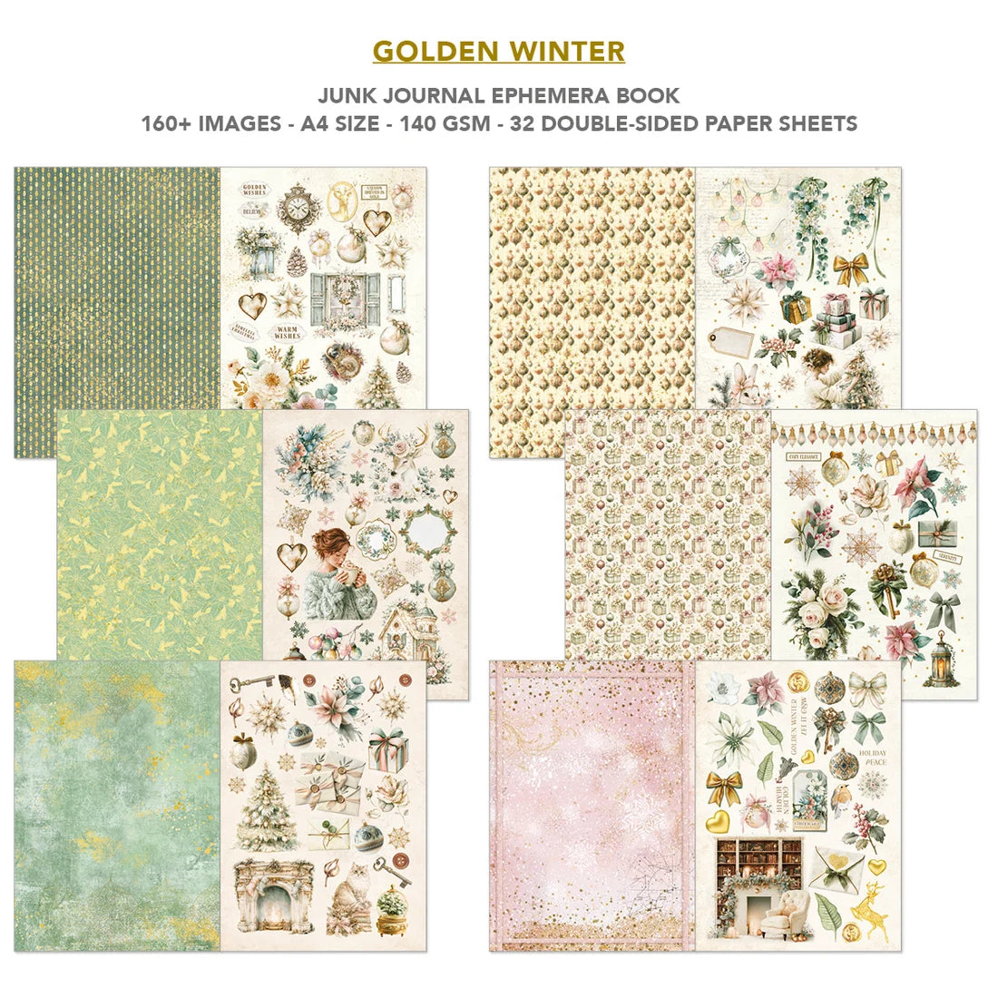 Ciao Bella Golden Winter Junk Journal & Ephemera Book