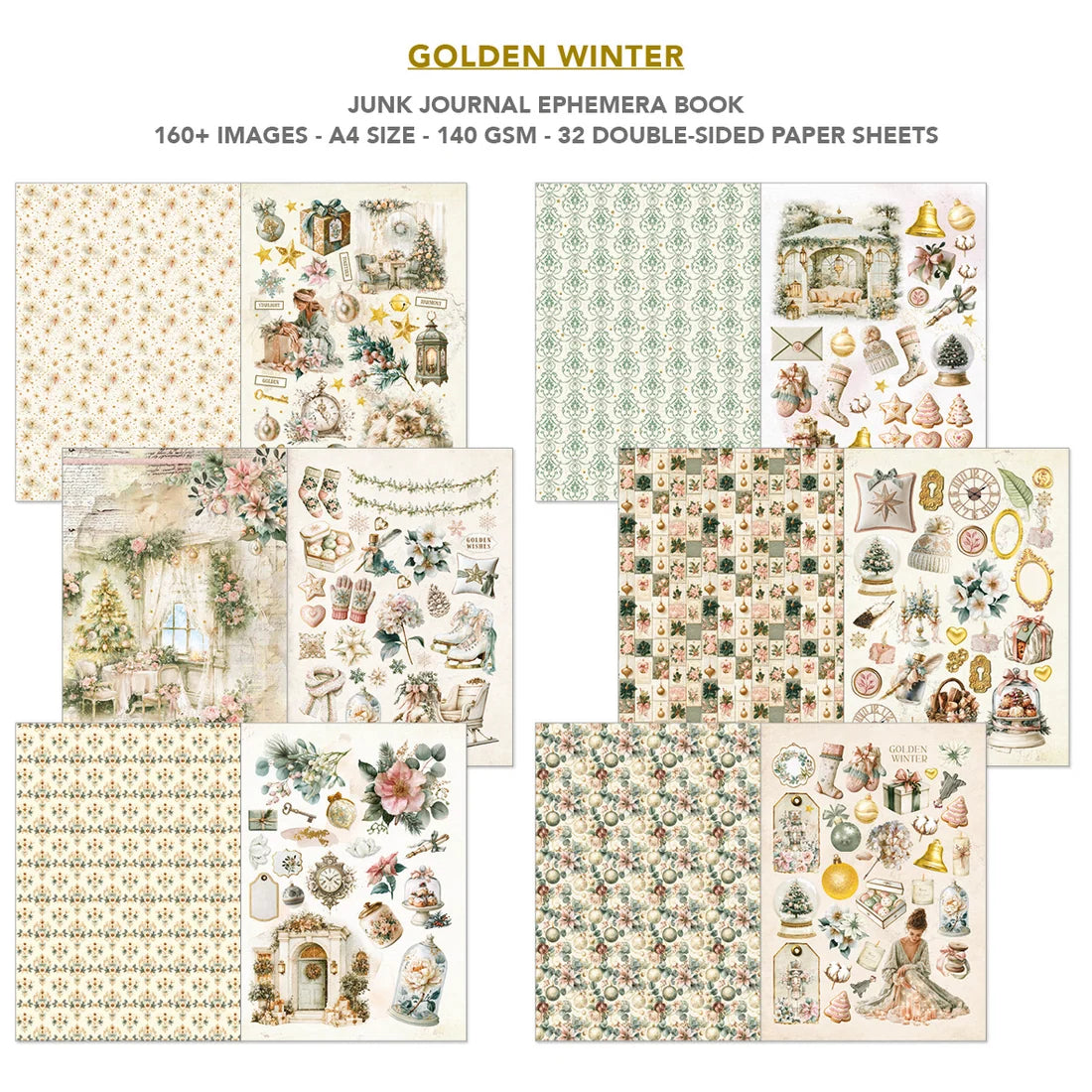 Ciao Bella Golden Winter Junk Journal & Ephemera Book