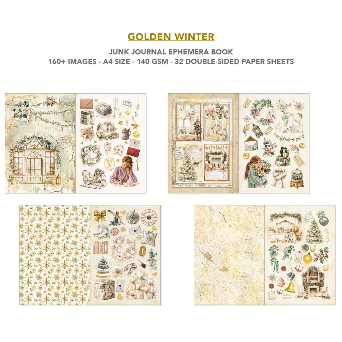 Ciao Bella Golden Winter Junk Journal & Ephemera Book