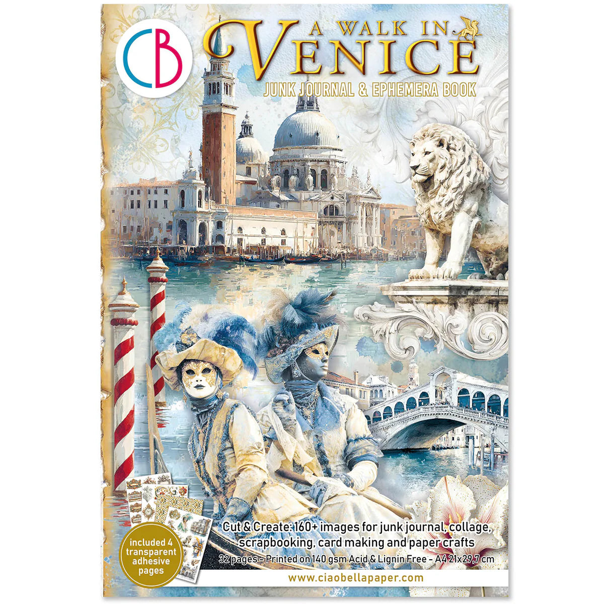 Venice travel paper for collage, card making, and mixed media