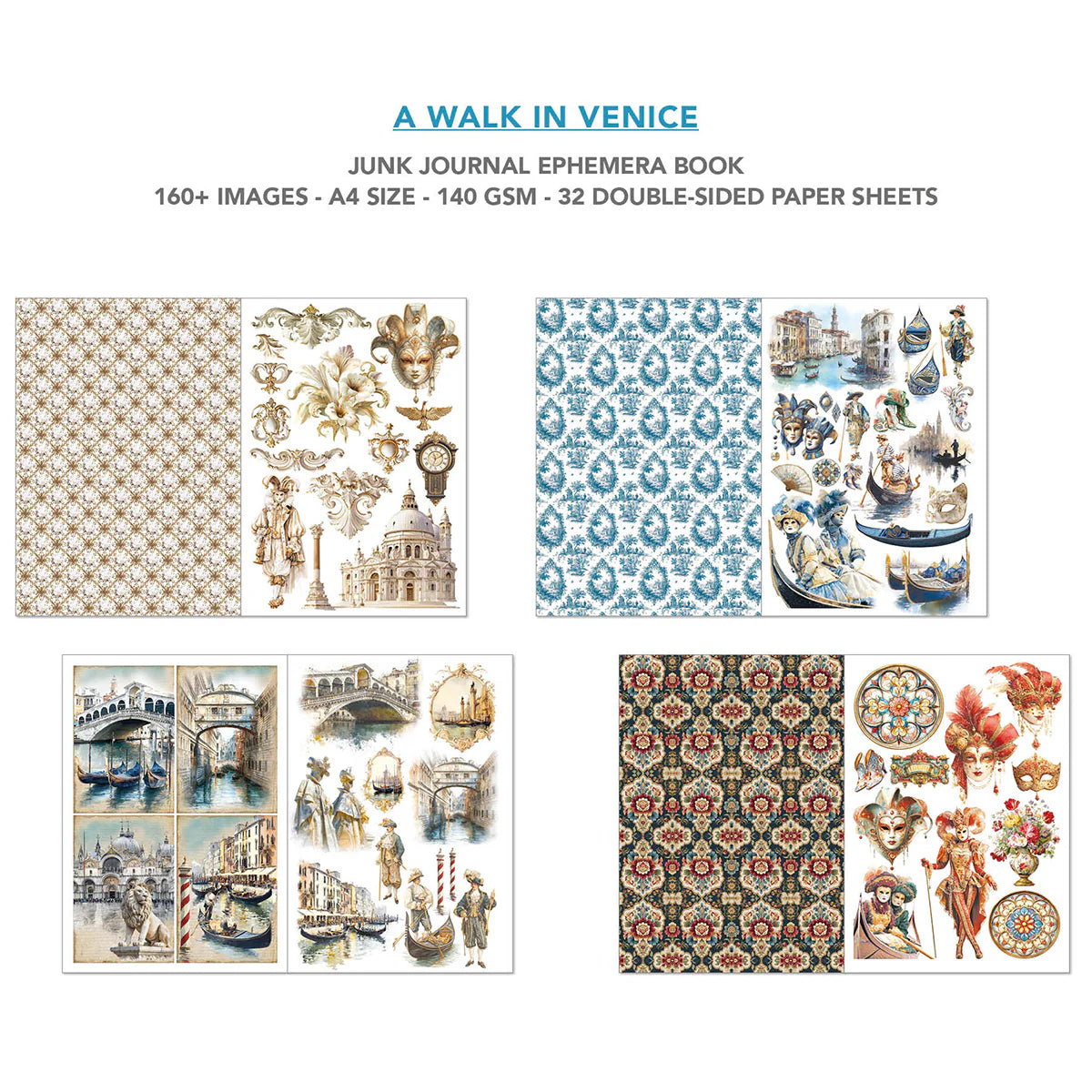 double sided travel Venice paper for collage and cut outs