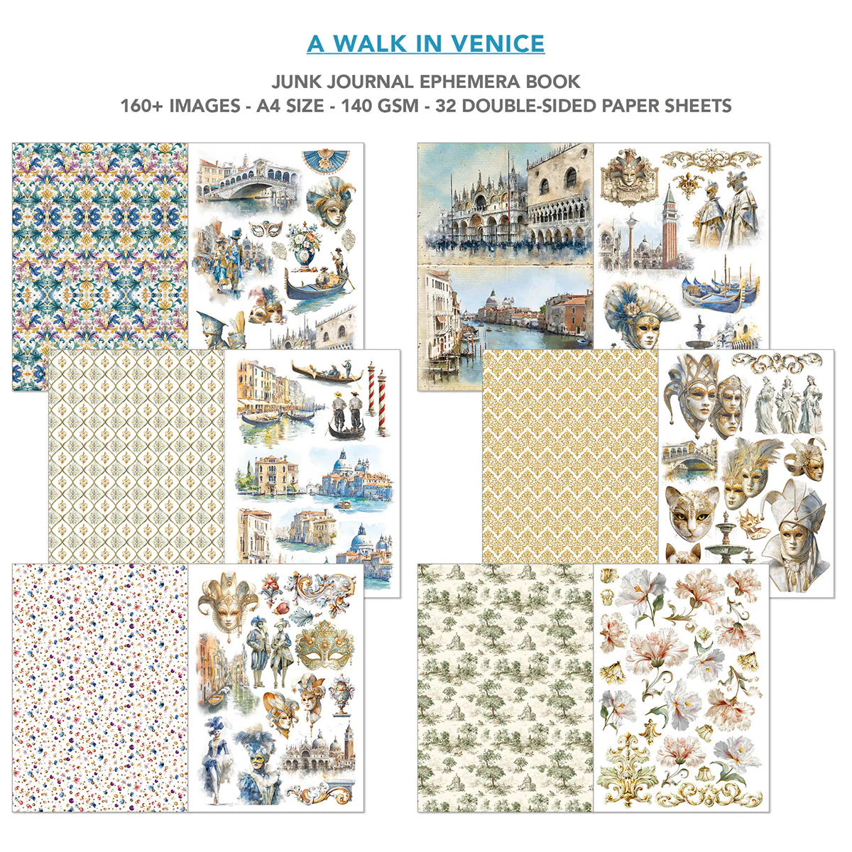 background collage papers, Venice, Travel