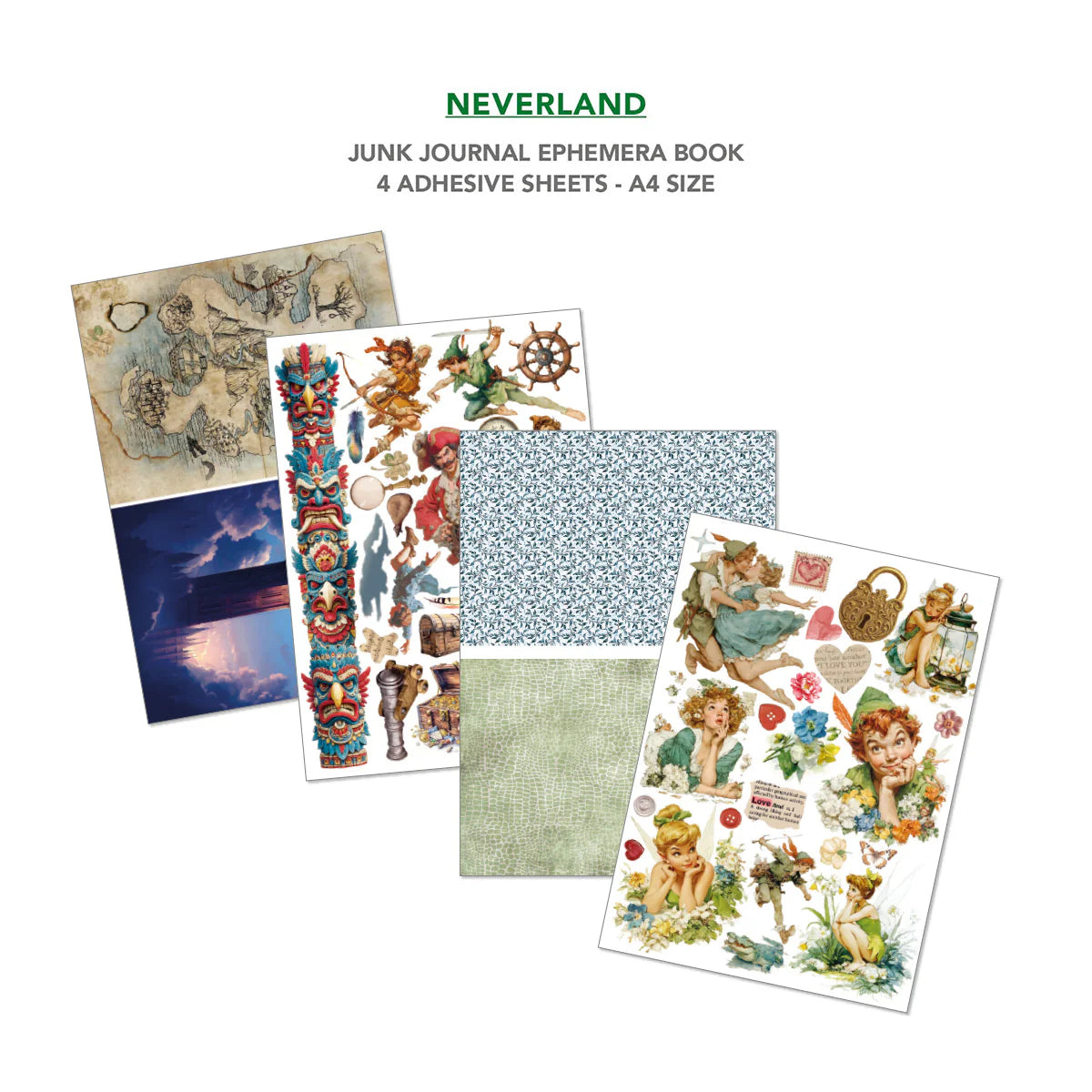 Pirate and Neverland themed paper for collage and card making