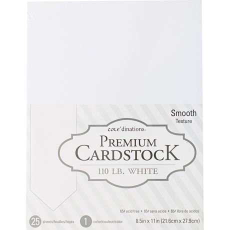 Package of premium cardstock with smooth texture, 110 lb. white, 8.5 x 11 inches.