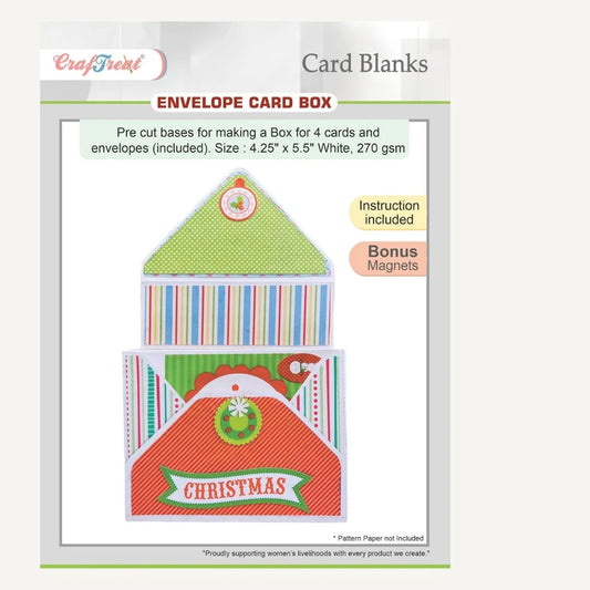 Card blanks with envelope card box packaging featuring Christmas design.