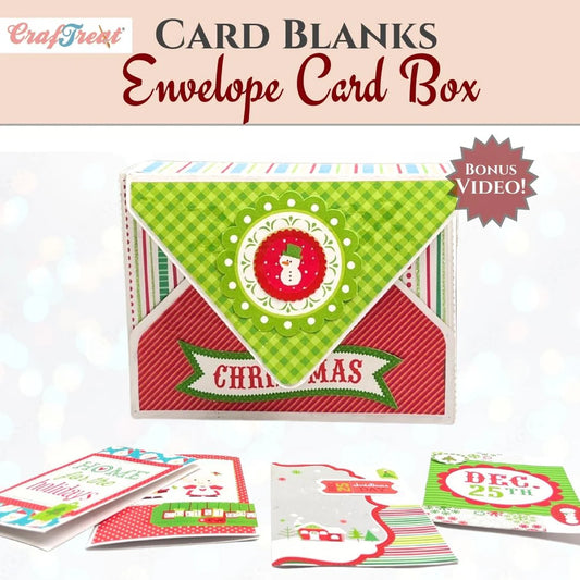 Christmas-themed card blanks and envelope set with 'Craftreat' branding.