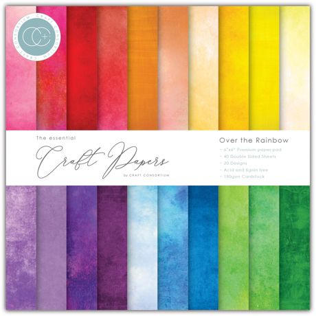 Set of colorful craft papers with a brand logo at the top left corner.