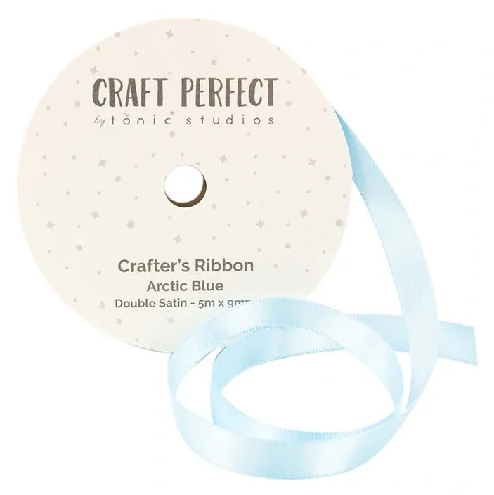 Craft Perfect Arctic Blue ribbon on a white background