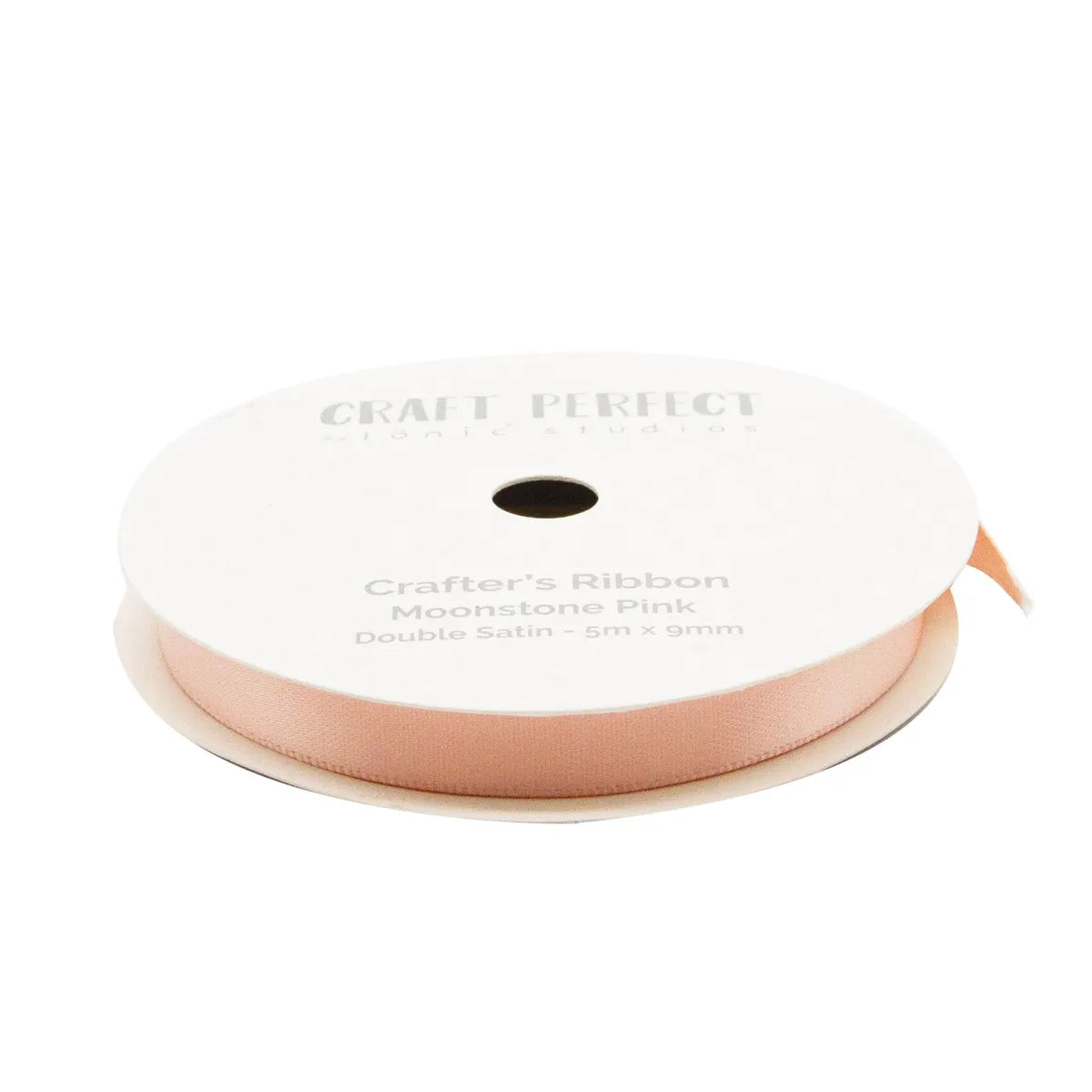 Spool of pink ribbon with 'Craft Perfect' branding on a white background