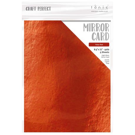 Pack of mirror card with ruby red color on a white background