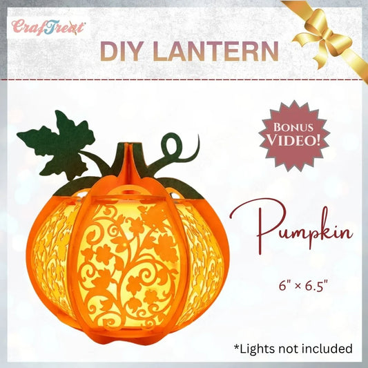 DIY pumpkin lantern kit with decorative patterns on a white background