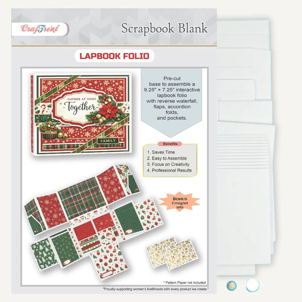 Scrapbook blank with Christmas-themed designs on a white background