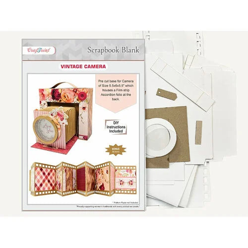 CrafTreat Scrapbook Blank Precut Album Base - Vintage Camera