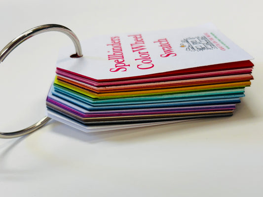 Cardstock color swatch tag book on a metal ring from Crafts on the Move