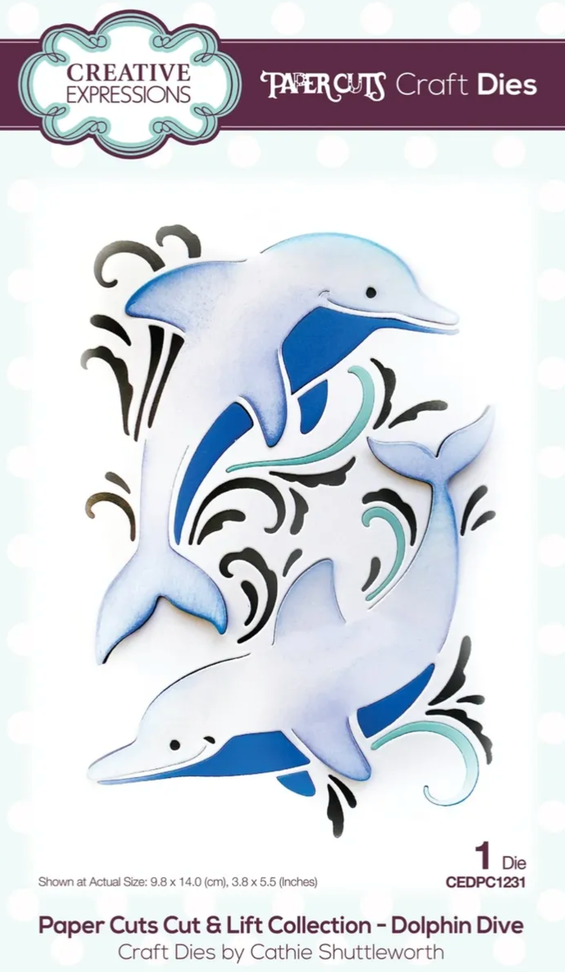 Craft die set with dolphin design on a white background